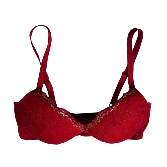 Victoria's Secret Dream Angels Push-up Red Lace Bra with Gold Trim  Size 32DD - Picture 3 of 8